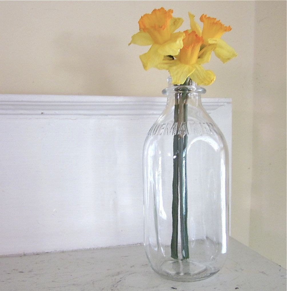Vintage Milk Bottle - Quart  - Farmhouse Style Decor