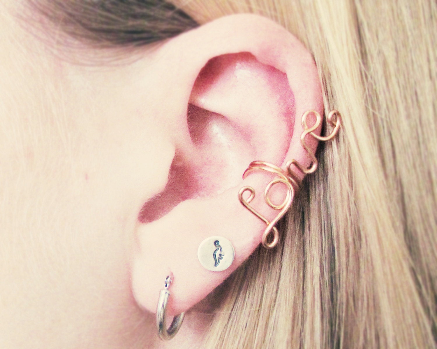Love Wire Ear Cuff - Silver or Copper