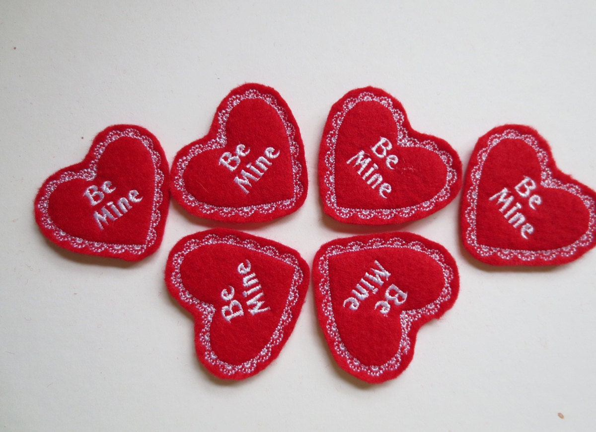 Red "Be Mine" Felt Embroidered Valentine Heart
