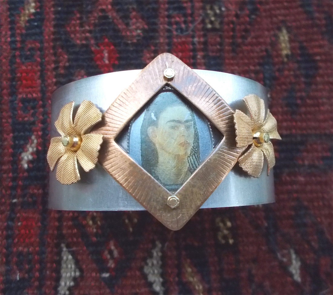 Jewelry, Victorian Bracelet Cuff,  Frida Kahlo, Frida Kahlo jewelry, Frida Cuff,  Steampunk Jewelry, Steampunk Bracelet Cuff