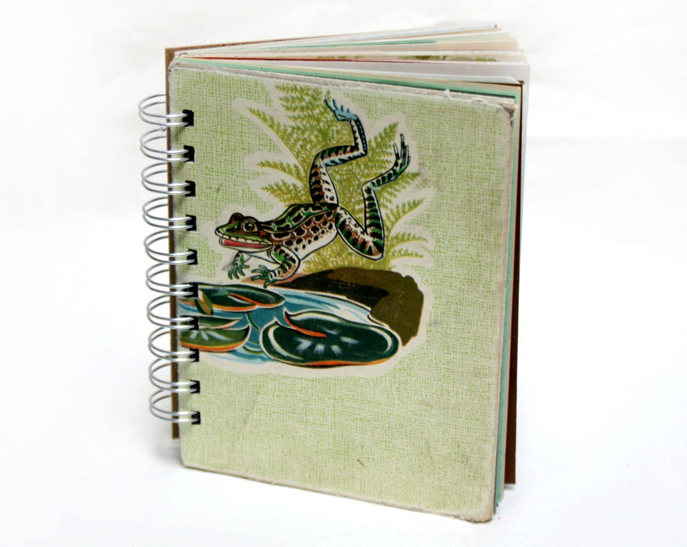 Leap Frog - Wire-Bound Recycled Art Journal