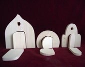 Set of 3 Fairy Doors, Unfinished Pine