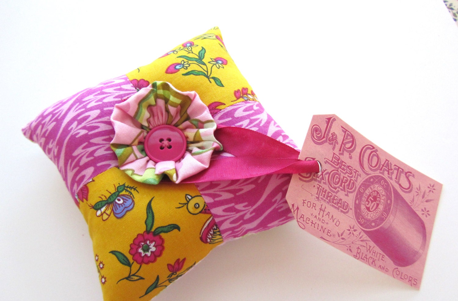 Bright Patchwork Pincushion Mothers Day Pincushion