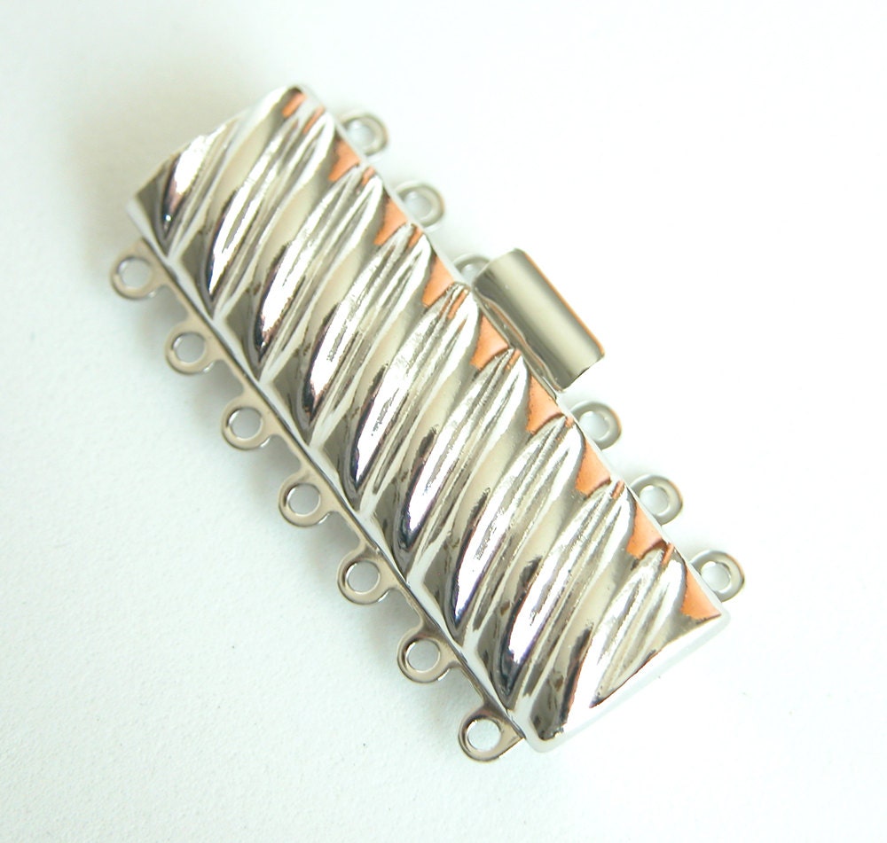 CLSP58SP Elegant Elements Silver Rhodium Finish 7 Strand Clasp