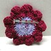 Supplies ornaments brooch Handmade CROCHETED FLOWER applique in purple , pink and bourdeaux by artefyk