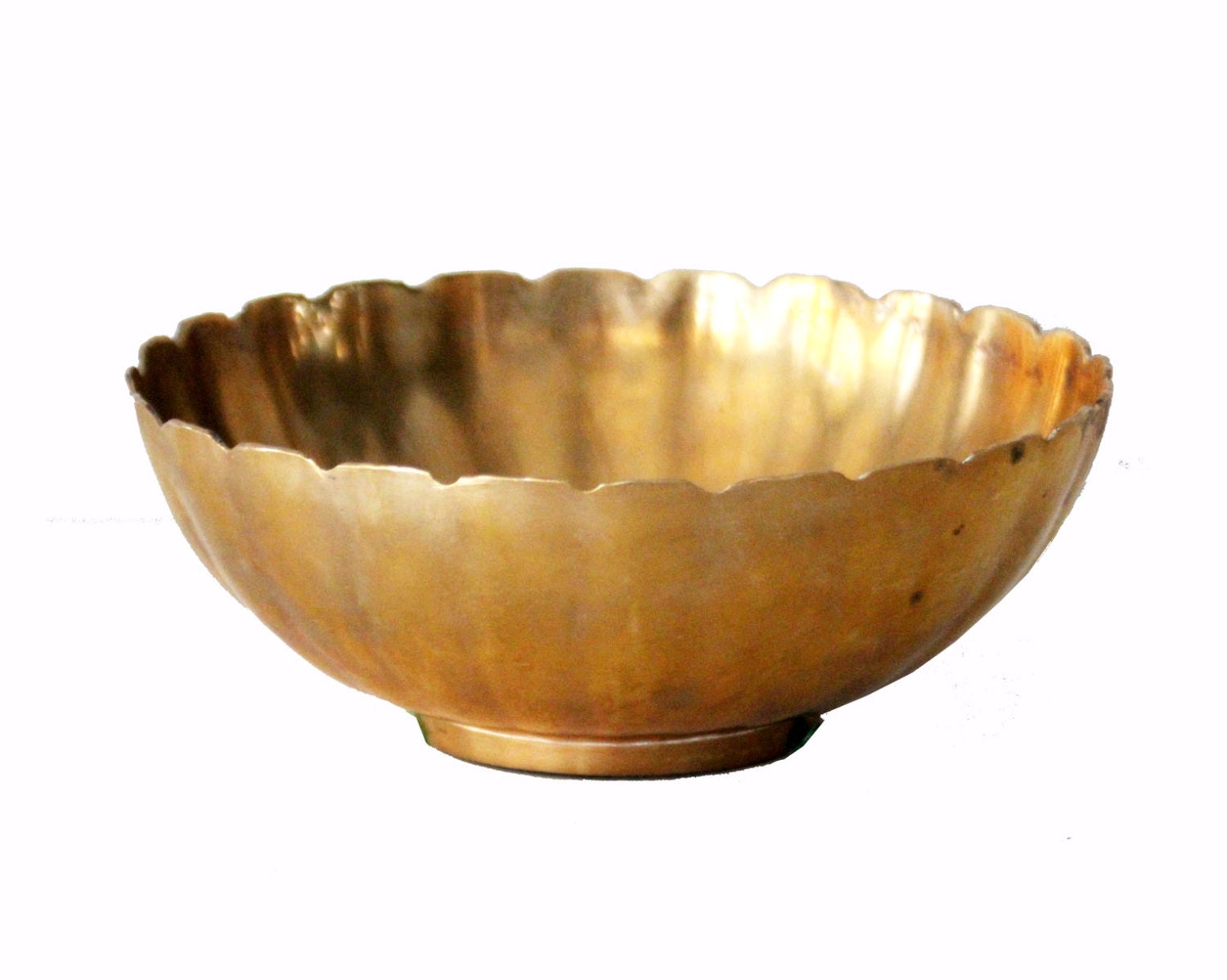 Vintage Brass Scallop Edge Bowl
