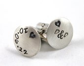 Wedding Cufflinks, Groom Cufflinks, Personalized Cufflinks, Anniversary Gift, Wedding Gift, All Sterling Silver, Keepsake Cufflinks
