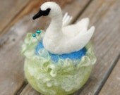 Trumpeter Swan - Needle Felted Pincushion