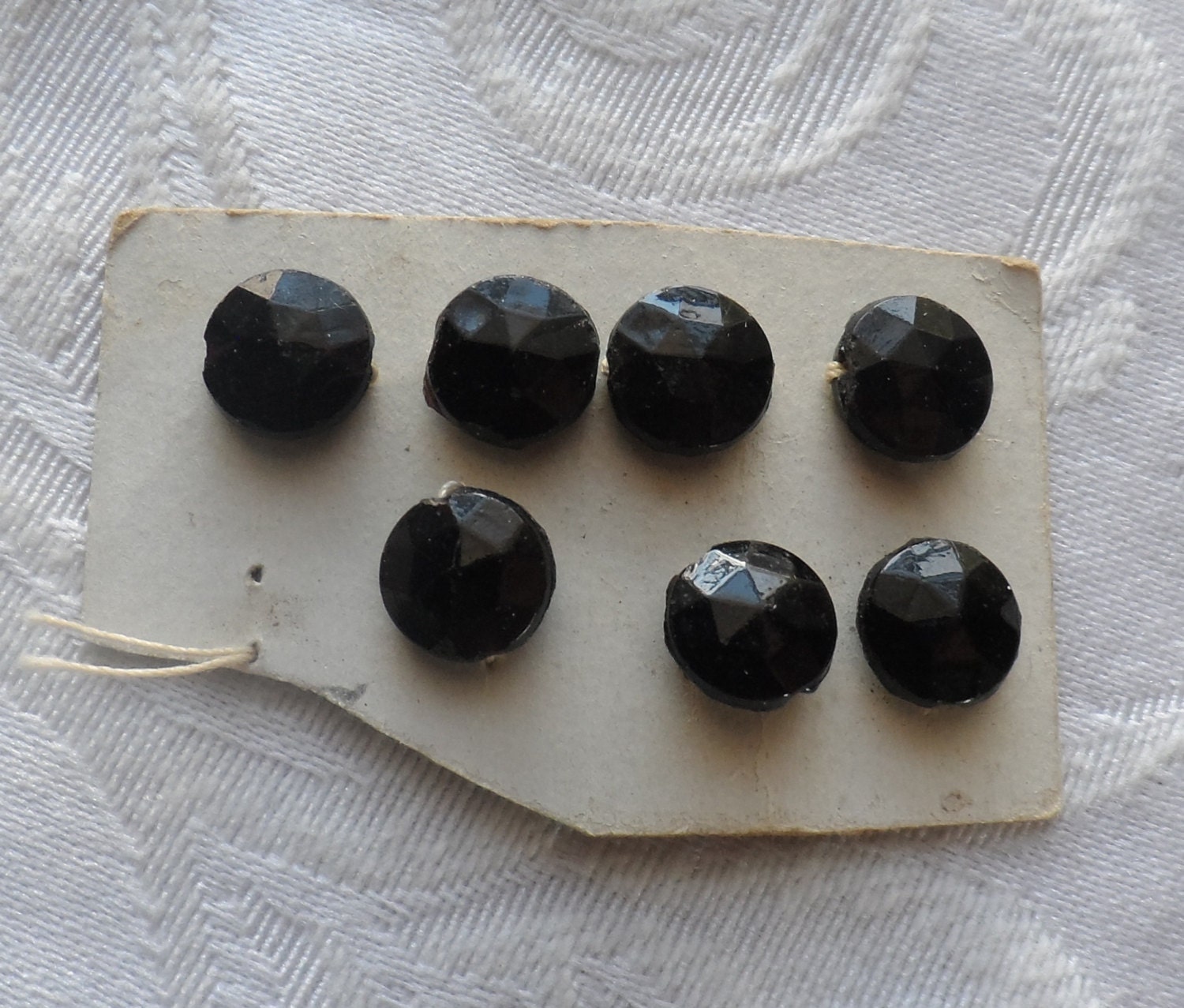 7 Small Black  Antique/Vintage Glass Beads- 7mm