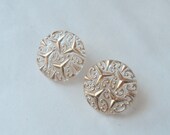 Vintage Glass Buttons- Clear with Gold Accent