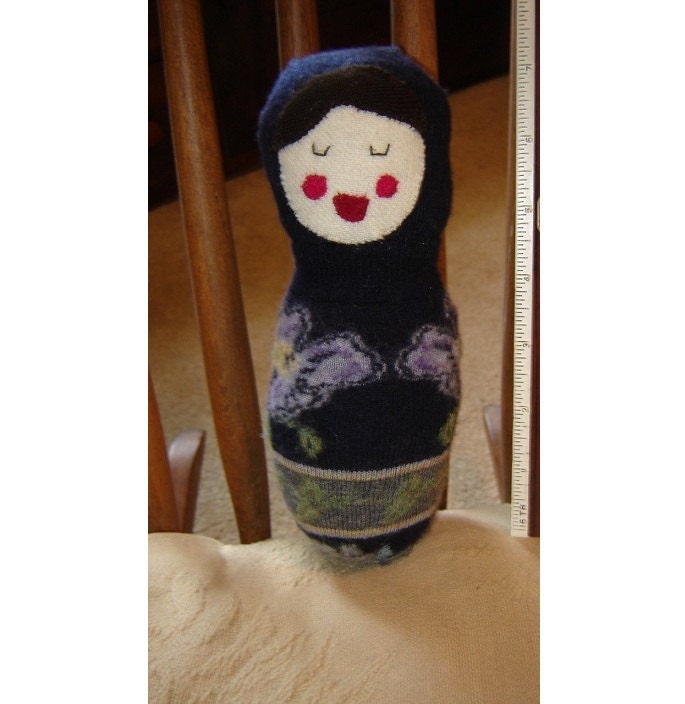 Handmade OOAK Stuffed Sock Plush Russian Matryoshka Doll