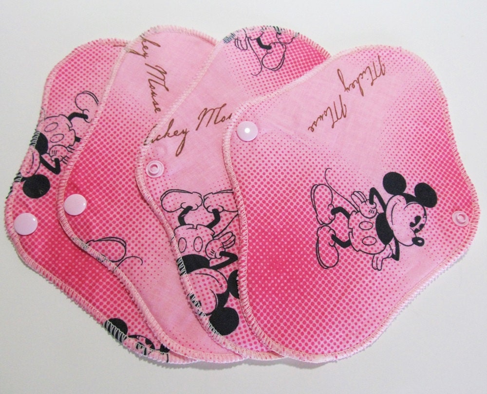 Pink Mouse Ultra Thin Liner Mama Cloth Pad 8 Inch - Set of 4