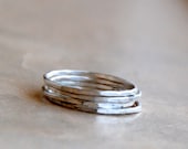Metalwork Rings, Hammered Rings, Sterling Silver Rings, Skinny Rings, Stacking Rings, Rustic Rings, Set of 4, MADE TO ORDER