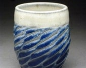 Carved Blue and White Cup