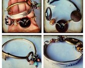 Journey Assemblage Bracelet Stack With Brass Skeleton Key Bangle