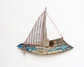 Ahoy Sailor Jewelry Organizer Rack, Towel Holder, Coat Rack Boat wood, Driftwood, Textile, Metal Beach Home Decor