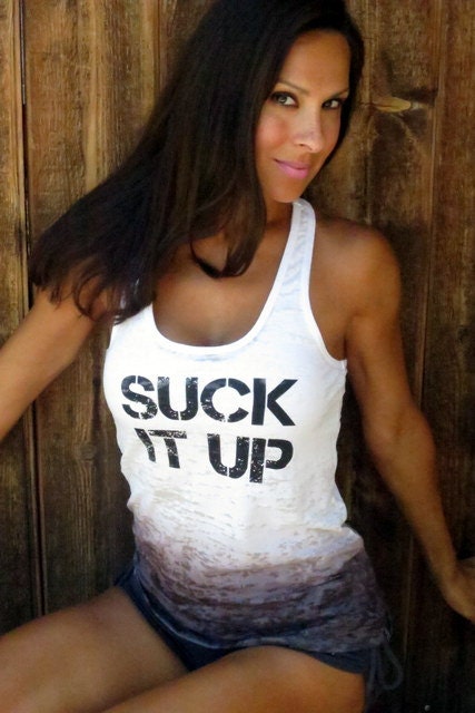 Suck It Up. Burnout A-Line Racerback Tank Size MEDIUM