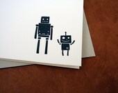 Set of 12 - Letterpress Printed Robot Cards by Josh Searl