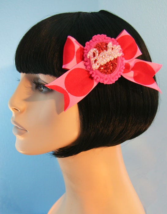 Polkadot Barbie Hair Bow Clip Accessory by Cutie Dynamite Lolita Party Pinup Alice Kawaii Cute