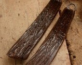 LONG WOOD SHAVINGS - Handmade Ceramic Beads - 2 Beads