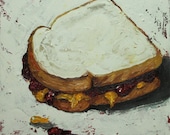 PB & J sandwich painting 28 12x12 inch original oil painting still life by Roz