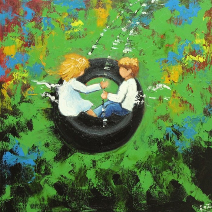 Swing painting 110 24x24 inch portrait original oil painting by Roz