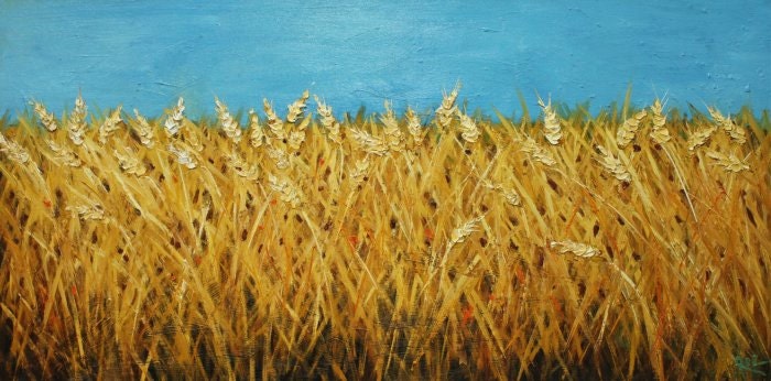 Wheat painting 34 18x36 inch oil painting by Roz