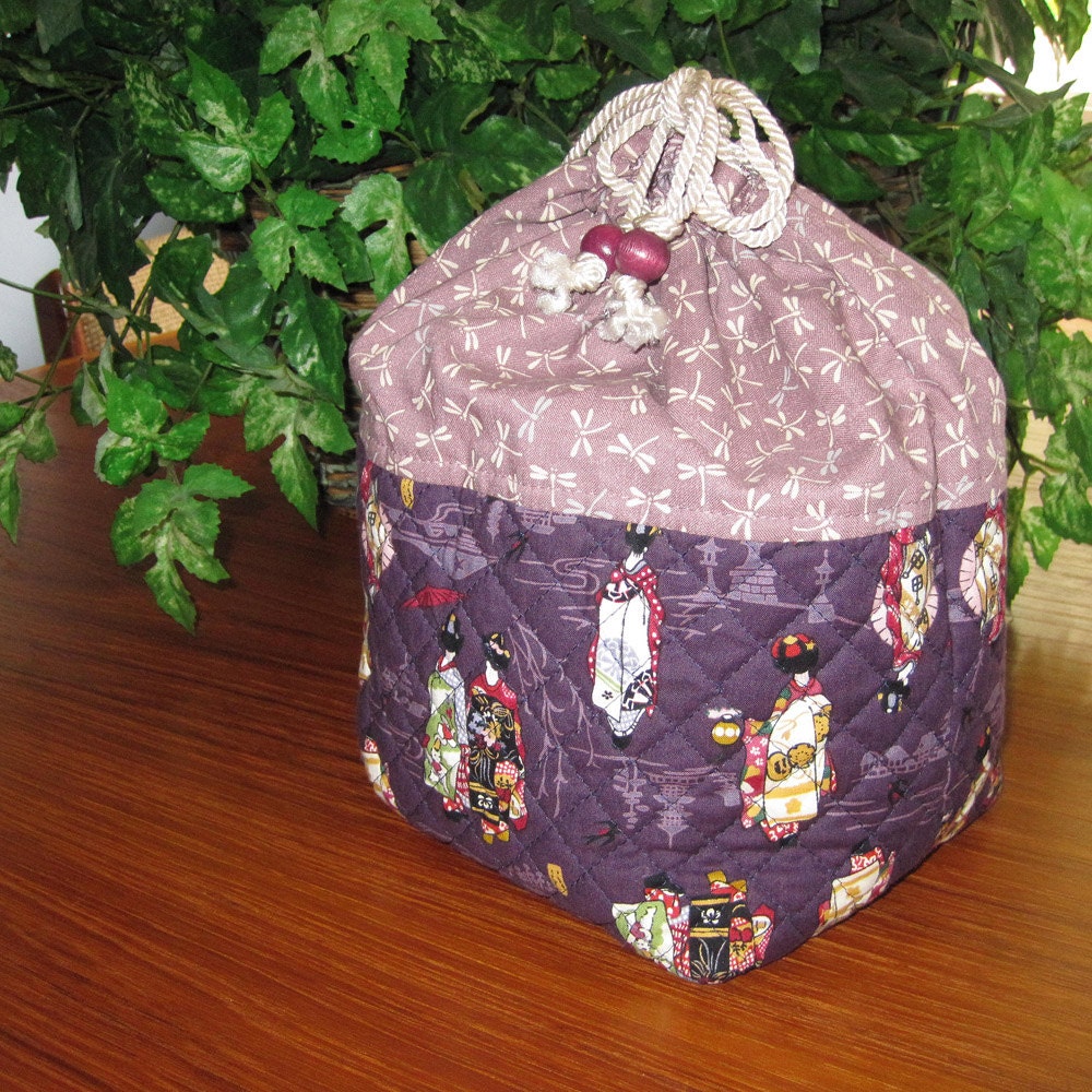 Quilted Bottom Bento Duffel Japanese Asian Dragonfly Design