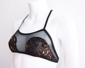 Convertible "Curve" Bra - Sheer Black Mesh with Leopard Stretch Velvet
