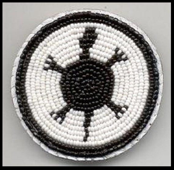Blackfoot Beaded Leather Turtle Rosette Brooch Pin OOAK Handmade Gifts Powwow Tribal Necklace Jewelry Regalia DragonflyRidge