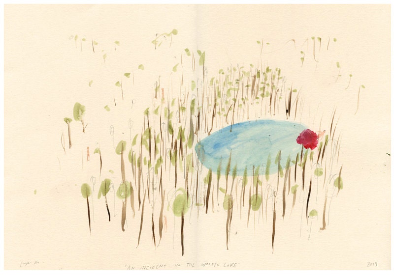 An Incident in the Wooded Lake - Original Illustration