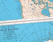 The Polar Regions, New Zealand Map  - US State Map - 2 Sided Book Page - 1937 Vintage Map from World Atlas