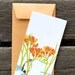 Hermit Thrush and Freesias - 8 Blank flat notecards and manilla envelopes