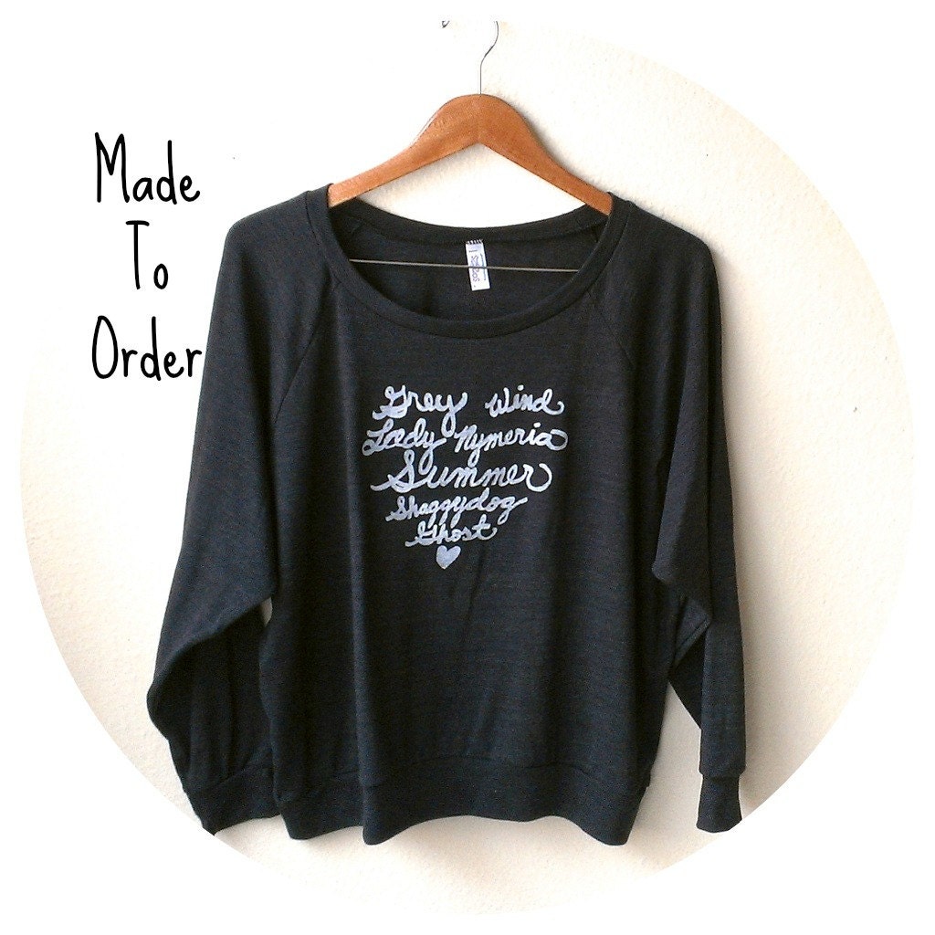 MADE TO ORDER Game of Thrones "Direwolves" Women's Slouchy Pullover in Black