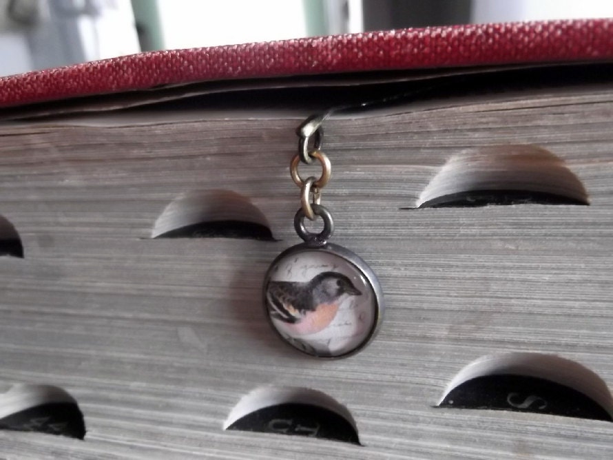 Feather Bookmark with Bird Charm