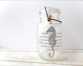 Seahorse Print // Vintage Mason Jar // Air Plant Holder // Beach House Home Decor // Definition Print // Coastal Ocean Sea Side