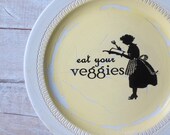 Yellow Kitchen // Vintage Kitchen Sign// EAT YOUR VEGGIES // Foodie // Eco Friendly Kitchen // Cottage Kitchen Wall Decor // Shabby Chic