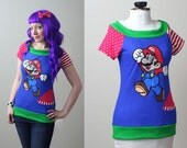 Super Mario stripe polka dot off shoulder top - smarmyclothes geek nintendo