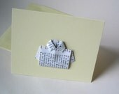 Origami Shirt Father's Day Card - Reclaimed Dictionary Pages - Blank Inside