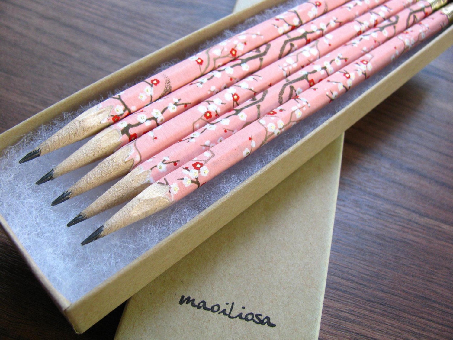 washi-wrapped japanese pencils - set of 5 - springtime sweetness