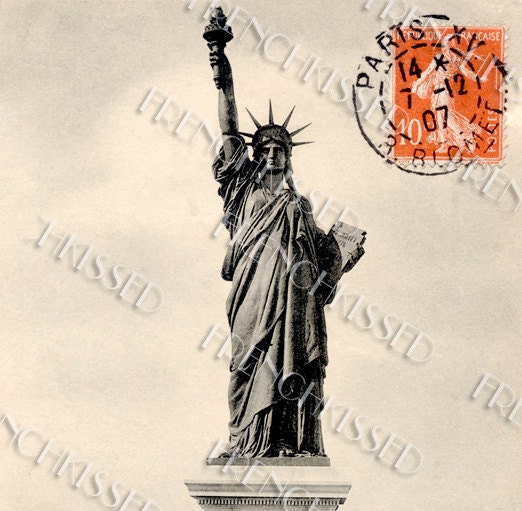 Instant Download LADY LIBERTY Light to the World PARIS Antique French postcard Digital Scan