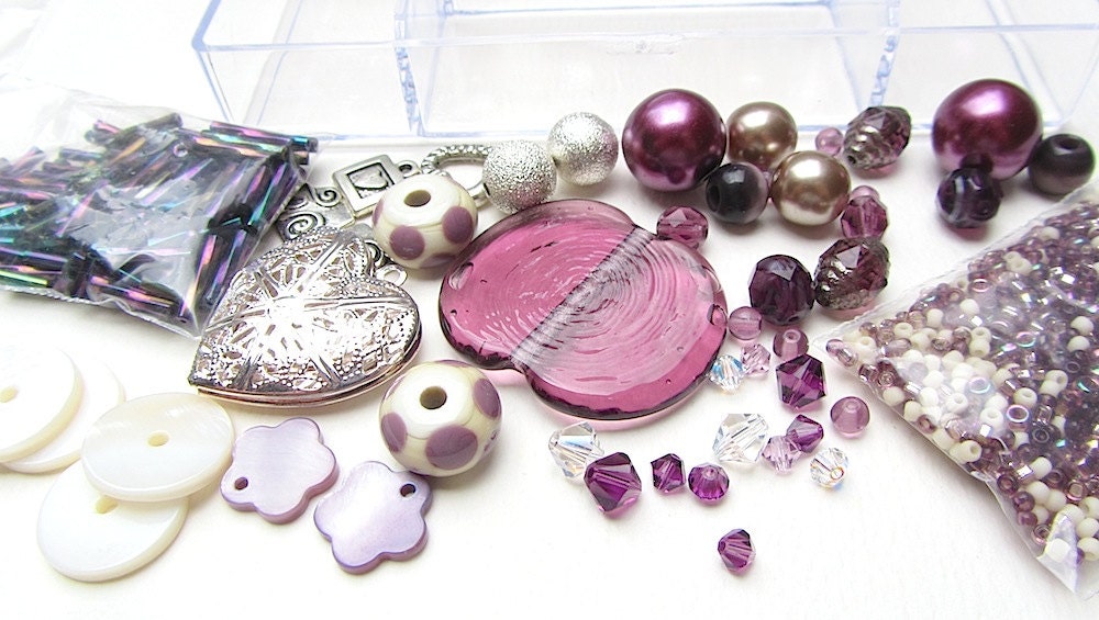 Bead Mojo Box, Glass Beads and Lampwork, Plum Crumble
