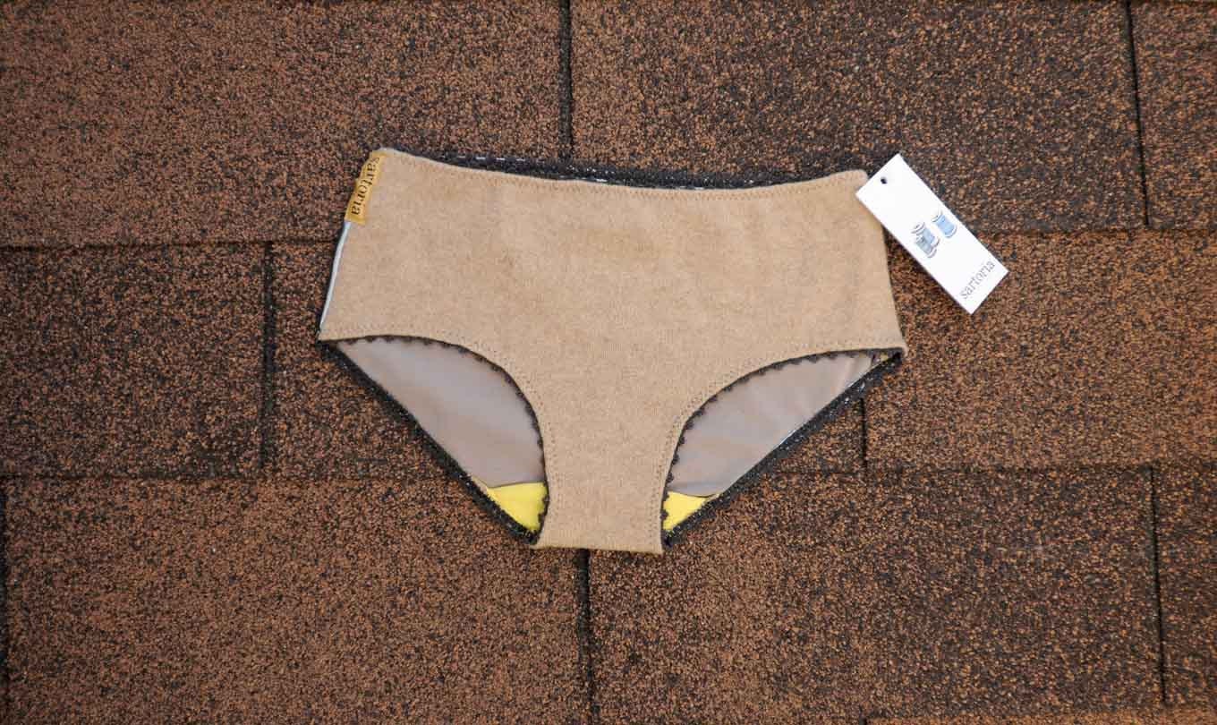 SALE /// SIze S classic cut undies cashmere/silver spandex dark oatmeal