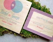 Nerdy Venn Diagram Real Wooden Wedding Invitation