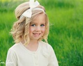 White Hair Bow, Ivory Hair Bow Clip, Children's Hair Bow Headband, Flower Girl Headband.