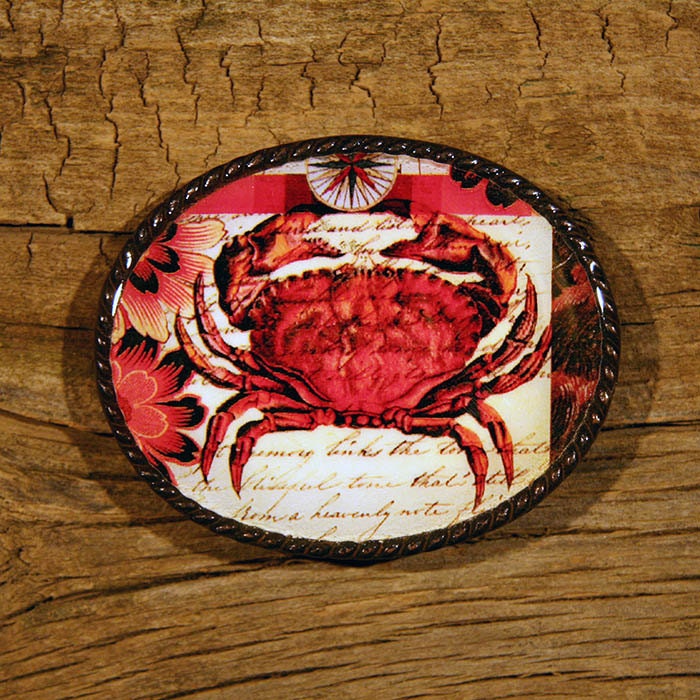 red crab fine art belt buckle