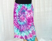 Tie Dye Cotton Maxi Skirt,Dress, Ready To Ship,One of a Kind, Summer Beach Cover Fold over top Sm- Medium