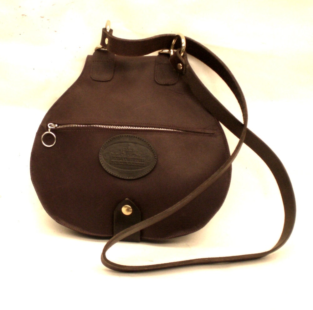 Rustic choclate leather foldover bag
