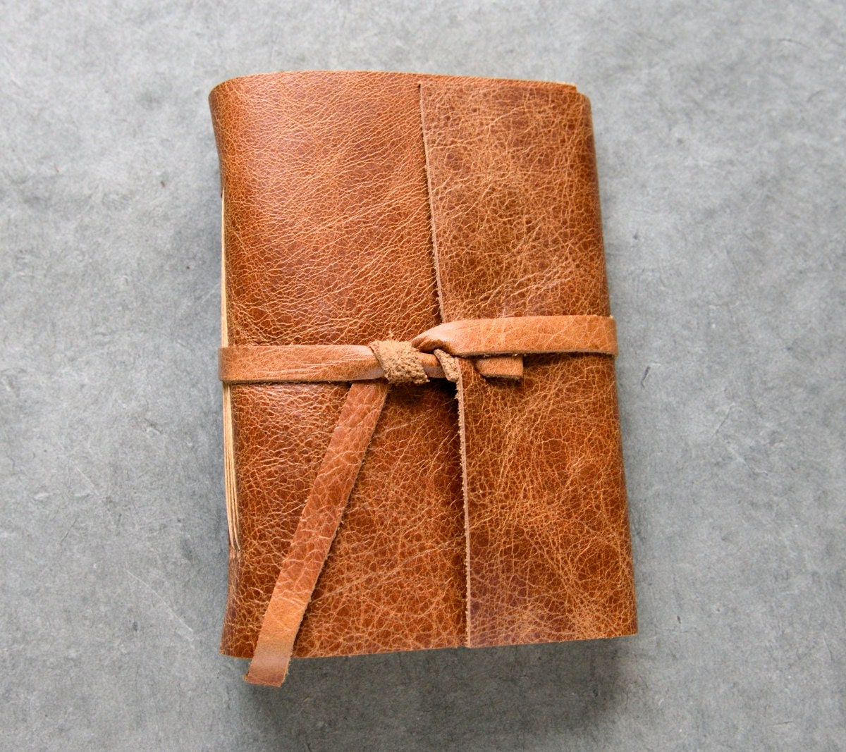 5x7 - Initials - Leather Journal or Sketchbook - Saddle Brown