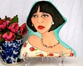 PARIS  WOMAN PILLOW Hand Painted Decorative Pillow / Novelty/ Fun Quote/ Gift For Woman/ Under 40 Dollars